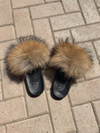 Boudoir Raccoon Fur Slides - Boudoir NYC - boudoirnyc.com